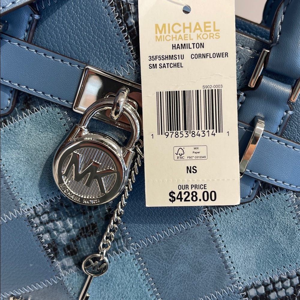 MICHAEL KORS Hamilton Sm Patchwork Satchel Crossbody Bag
Cornflower
NWT - Picture 10 of 16